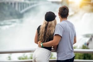 Romantic couple viewing Niagara Falls