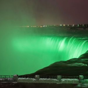 Niagara Falls St. Patrick's Day illumination.