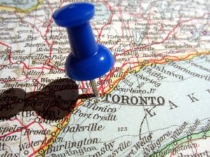 Pin in map of Toronto